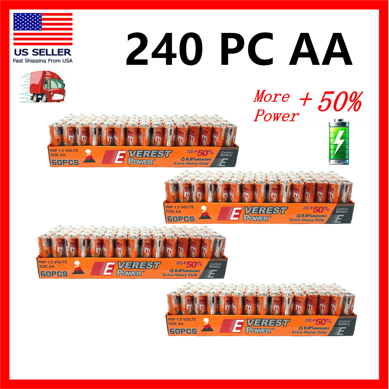 TEMU 240 Aa Batteries 1.5v. Battery, New, Fresh, Home, Household Devices, Clocks, Lamps, Remotes
