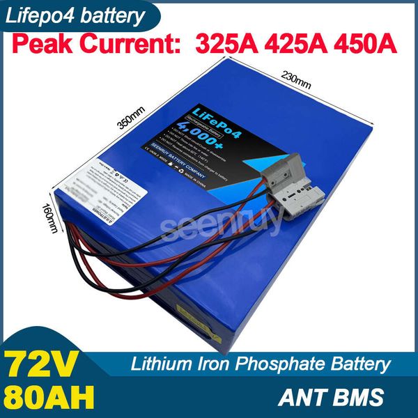 72V 80Ah Lifepo4 With Charger 120A 170A 220A Lithium Phosphate Battery For Dirt E-bike Motorcycle Tricycle Electric Scooter