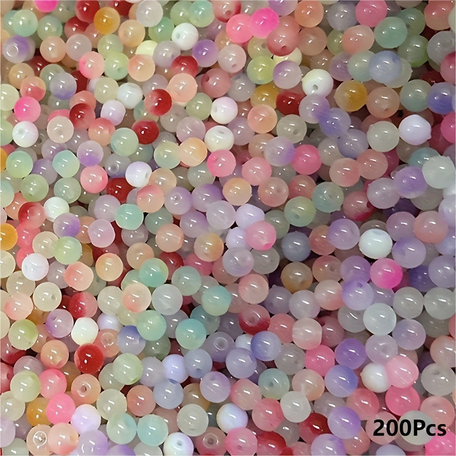 TEMU 200pcs 8mm Glass Round Loose Beads, Necklace Bracelet Keychain Jewelry Making Diy
