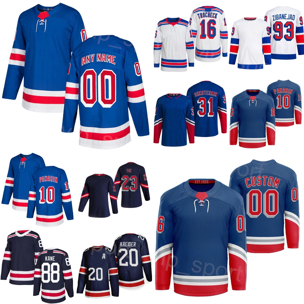 Stadium Series 2024 Hockey 13 Alexis Lafreniere Jersey 24 Kaapo Kakko 31 Igor Shesterkin 10 Artemi Panarin 93 Mika Zibanejad 23 Adam Fox 20 Chris Kr