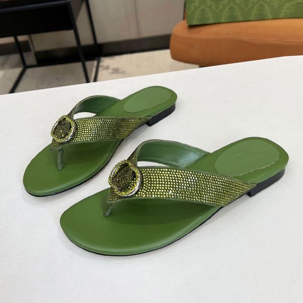 Women Fashion Diamond Sandals Designer Summer Comfortable Flat Shoes Fashion Outdoor Vacation Beach Flip flops
