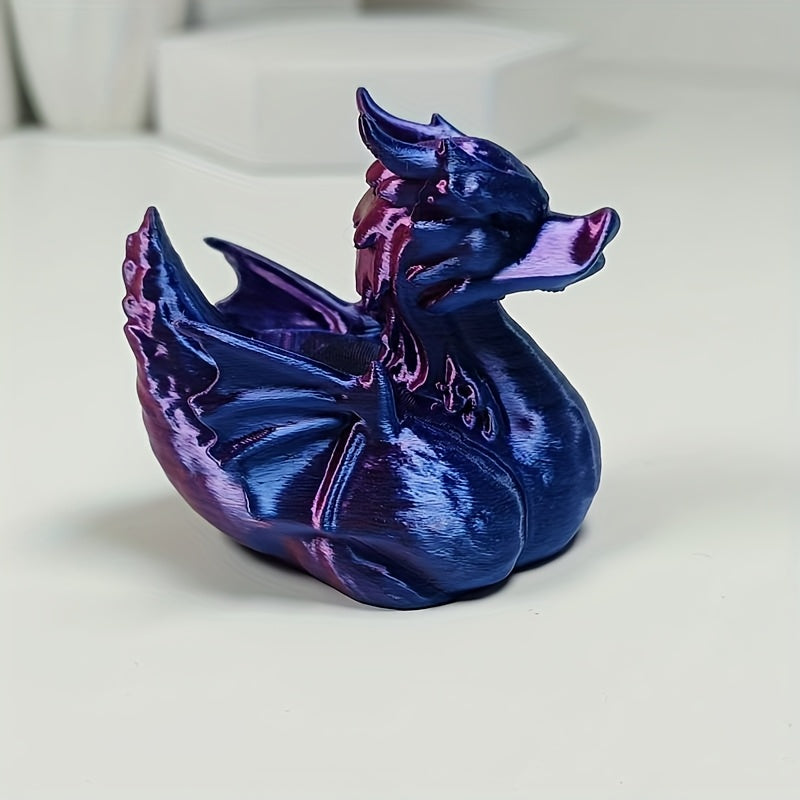 TEMU 3d Dragon & Duck Hybrid Statue With Purple To Blue Gradient - Durable Plastic Desktop Decor For Car Interiors, Party & Holiday Gifts For Adults