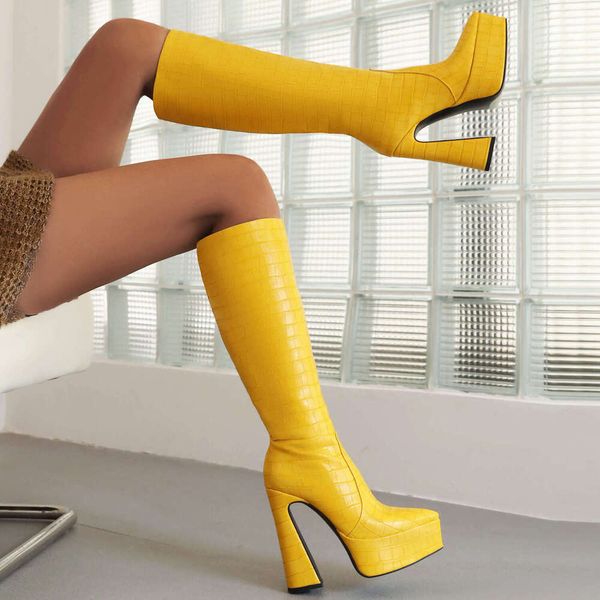 Arden Furtado 2024 Winter Elastic Knee Pointed toe Waterproof platform Slip-on Super high heel Elegant Modern boots