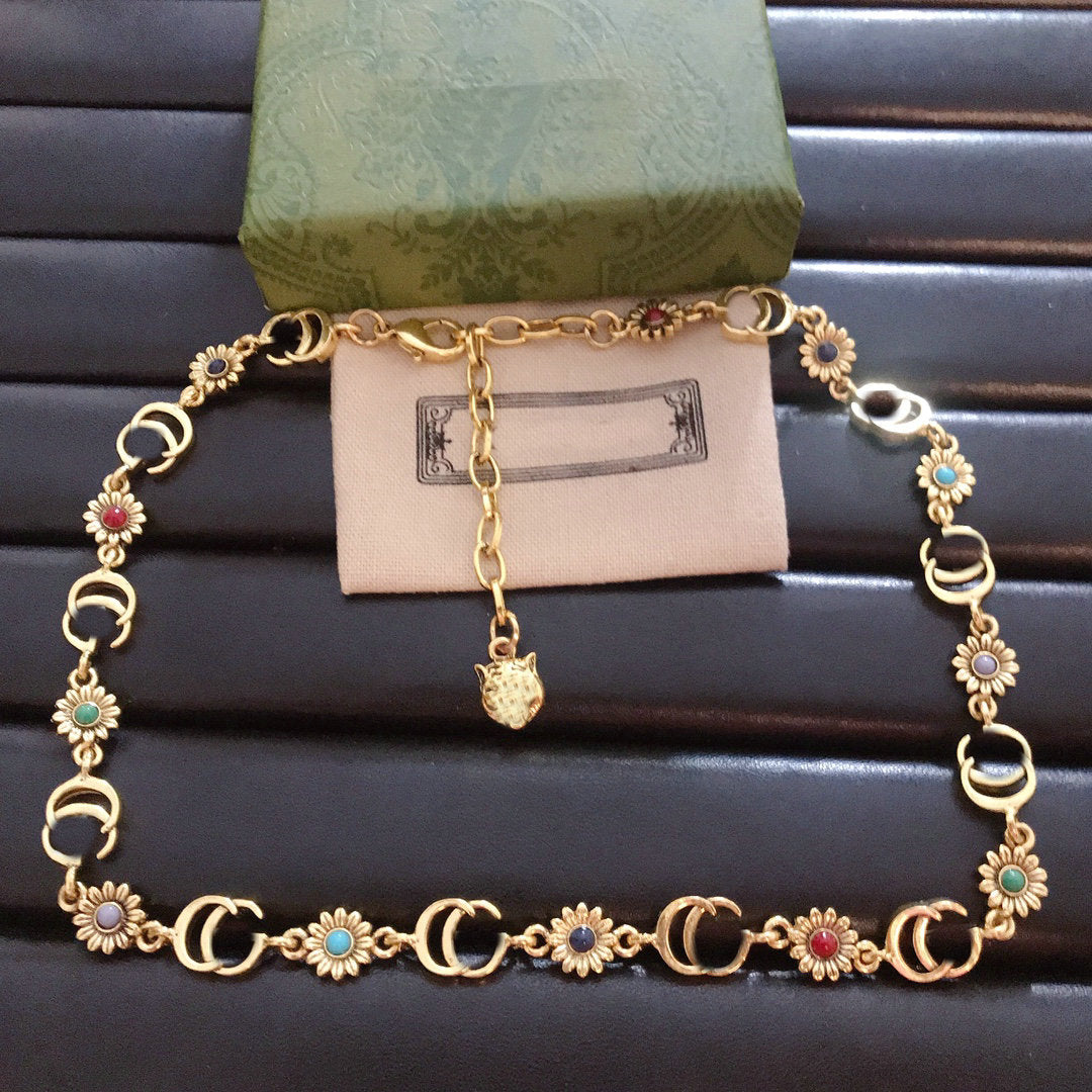 Designer Necklaces Vintage Choker Crystal Necklace Chunky Thick k Chain Clavicle Jewelry Accessories Gift