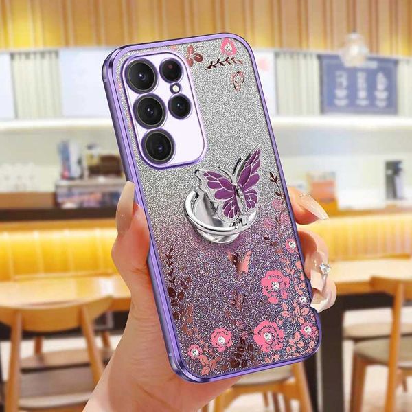 Hot Sale Suitable for S21 Ultra S20 FE S24 Plus S23 FE S22 S20 S21 S24 Ultra Case Secret Garden Butterfly Bracket Soft Cover T241209