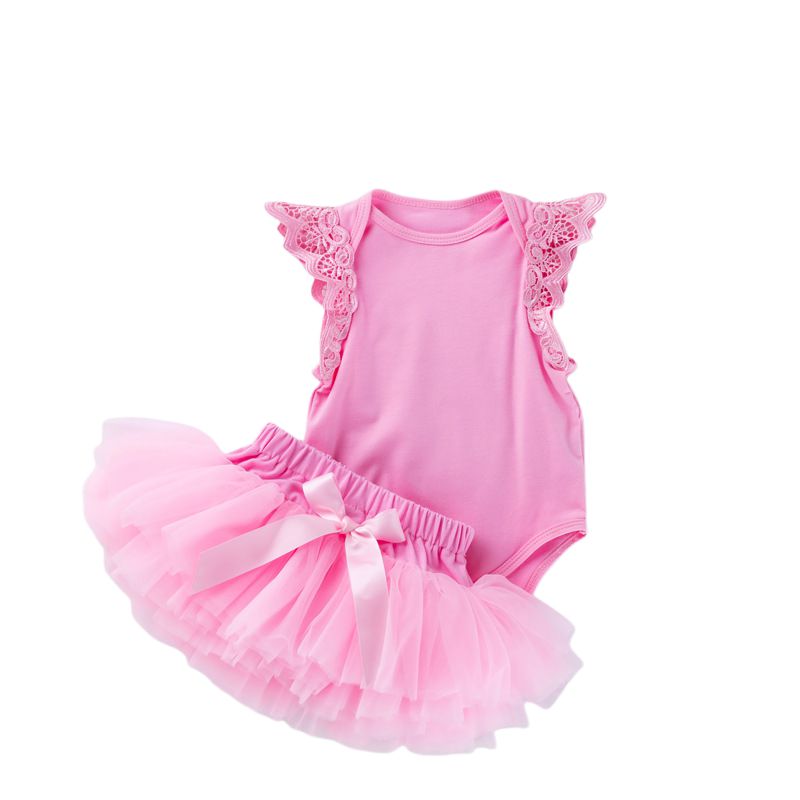 Summer Girls Clothing Sets Newborn Sleeveless Cotton Bodysuit+Skirts+Hairband 3pcs Girl Clothes