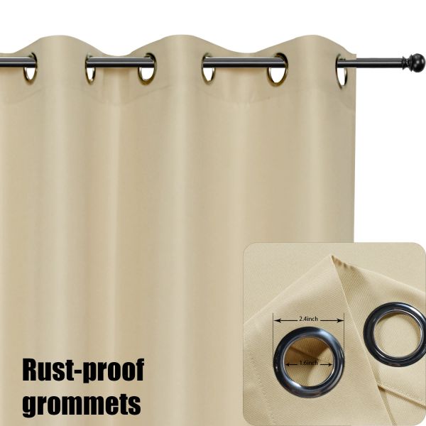 1PC, Waterproof Outdoor Thick Privacy Weatherproof Grommet Top Curtain, Outside Curtain For Porch, Patio,Pergola, Cabana