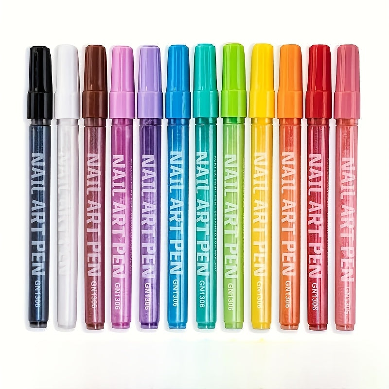 TEMU 12 Art Pen, Fast Drying, Alcohol-free Markers For Professional Detailing And Long-lasting Designs, Regular And Metallic Colors, Quick-drying