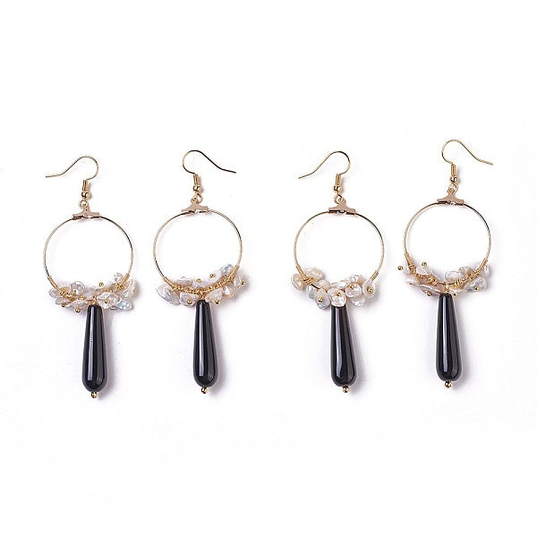 Pearl Chip Beads Dangle Earrings