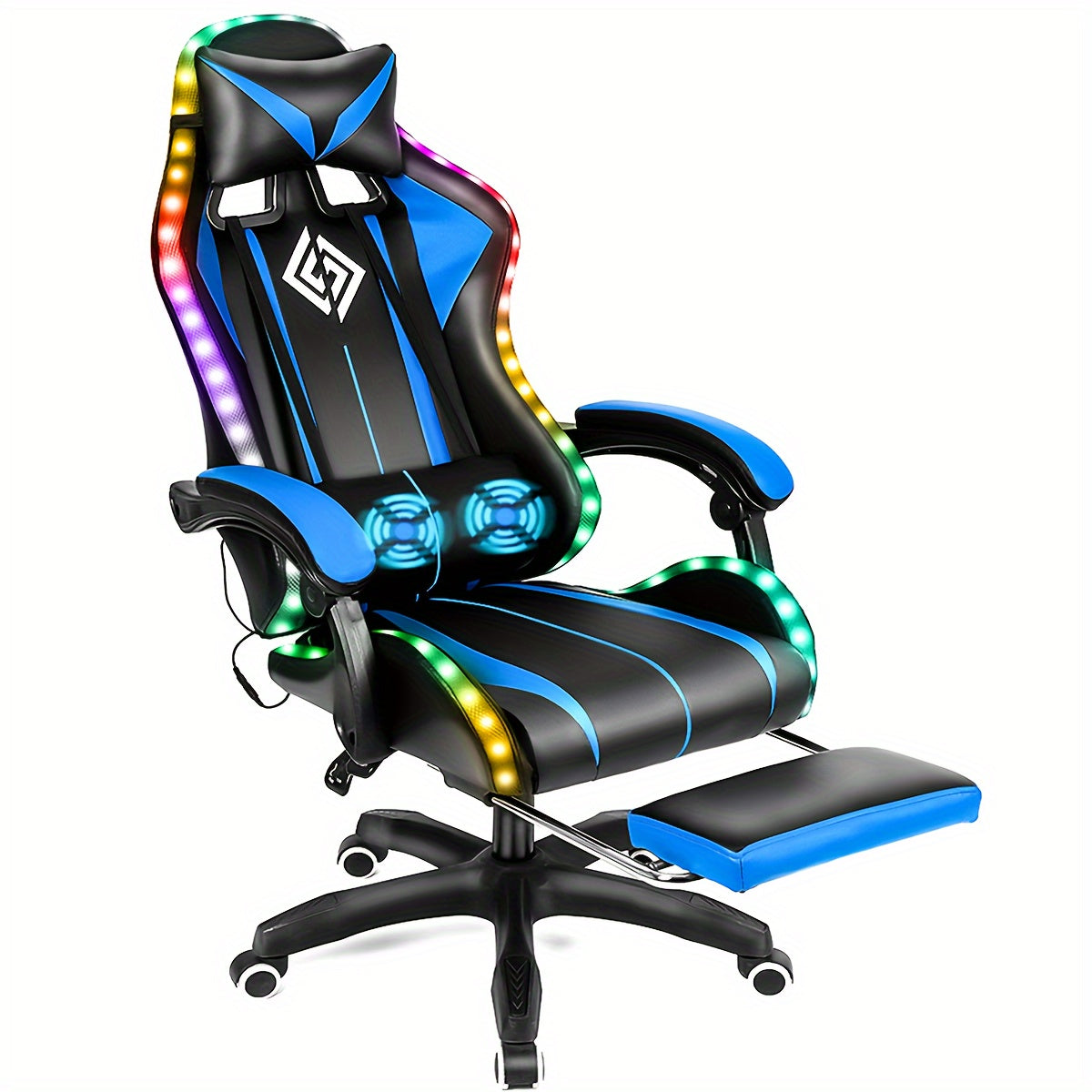 TEMU Rgb Gaming Chair With Led Lights And Massage Ergonomic Computer Chair High Back Video Game Chair With Footrest And Adjustable Lumbar Support