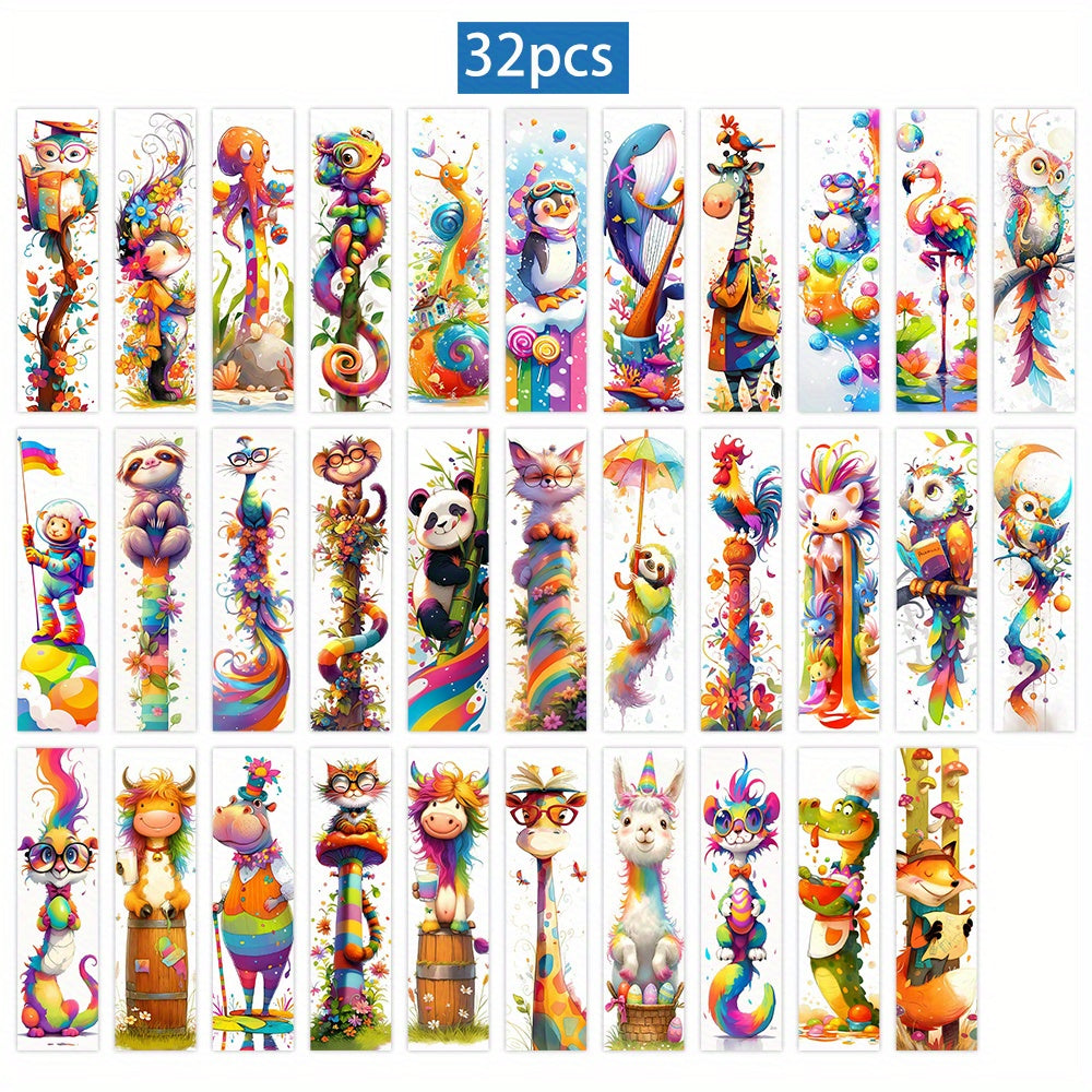 TEMU 32pcs Quirky Bookmarks, Colorful Cartoon Illustration Bookmarks, Whimsical , Unique And Delicate Diy Decorative Page Markers, Perfect Gift For