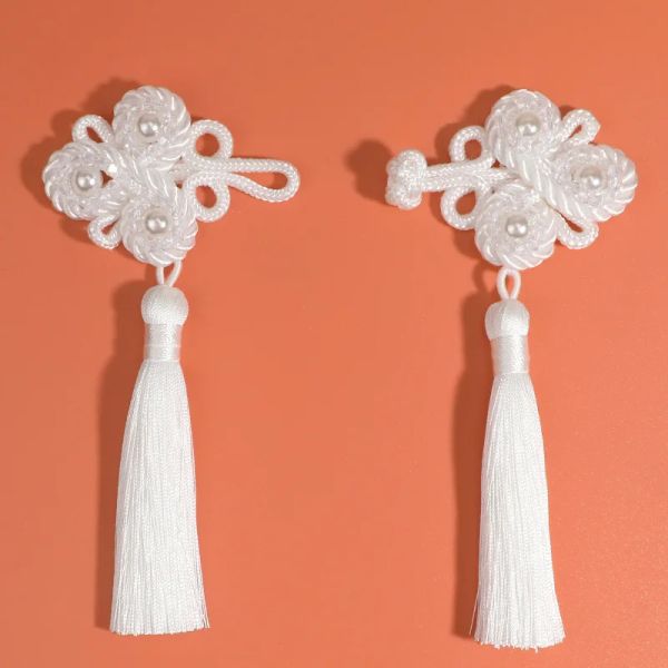 Chinese Cheongsam Buckle with Tassel Knot Beaded Trim Fastener Chinese Knot Buttons DIY Handcraft Clothing Decorative Accessory