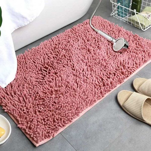 Solid Color Bathroom Mat Bath Carpets Chenille Water Absorption Bathtub Washbasin Floor Mat Non-slip Toilet Rug Plush Foot MatXJ10