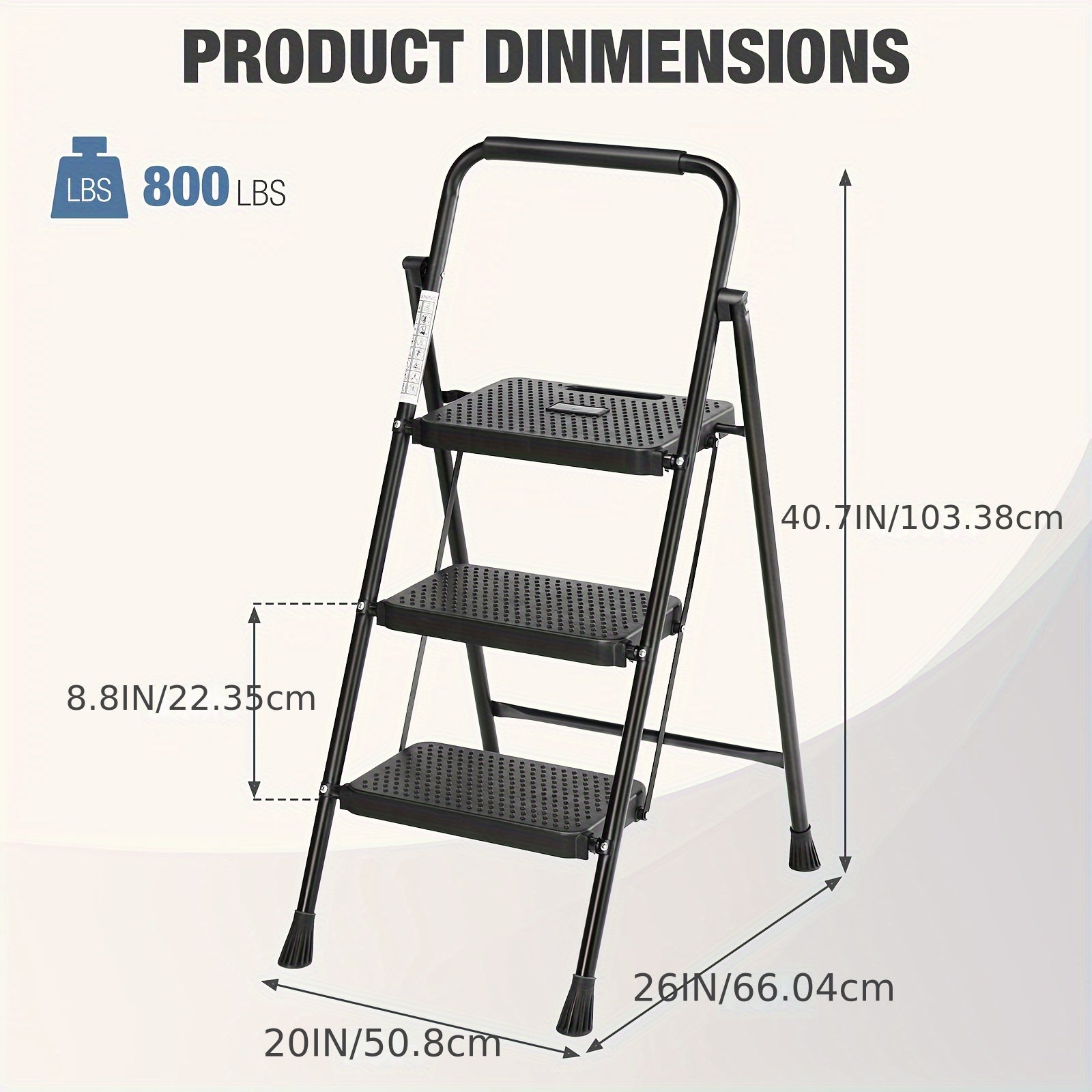 TEMU 2 Step-3 Step Ladder, Folding Step Stool With Anti-slip Pedal, Portable Step Tool Steel Ladder Sturdy Metal Support Household Tool