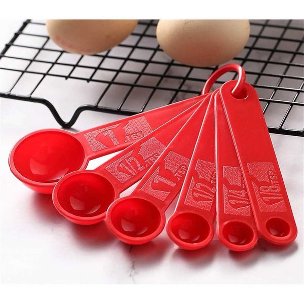 6 pieces-set of plastic measuring spoons glossy inner spoons without Bpa baking tools used for flour sugar and salt liquids X240920