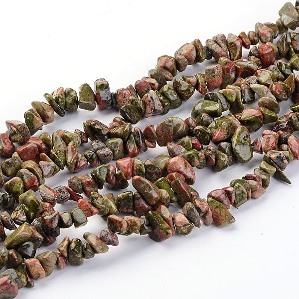 Natural Unakite Chips Beads Strands