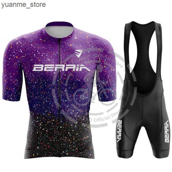 Cycling Jersey Sets BERRIA Cycling Jersey Set 2024 Summer Men Star Point Cycling Clothing Short Bike Jersey Breathable Racing Sport Bicycle