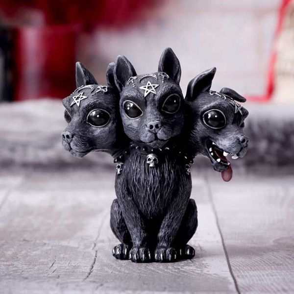 Toilet Paper Holders Cute Animal 3 Heads Dog Statue Decorative Figurines Resin Crafts Halloween Ornament Desk Decoration Home Decor Accessor