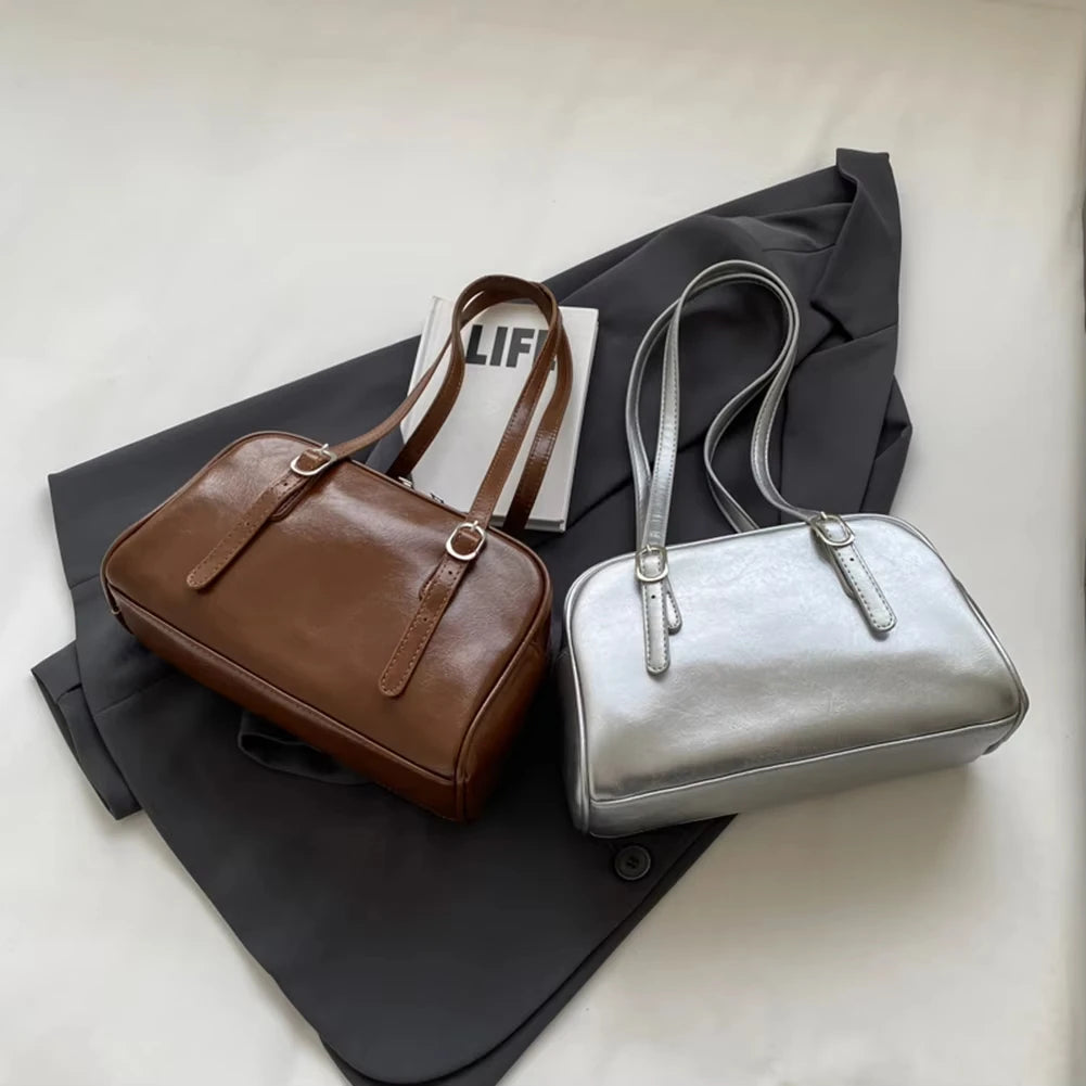 Solid Color Shoulder Bag for Women, Boston Bag with Adjustable Strap, Fashion Handbag for Work, Shopping, Travel