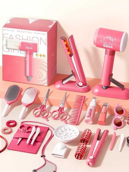 Childrens makeup toys simulated hair set childrens hair dryer role-playing game girls pretend to play with gifts X241128