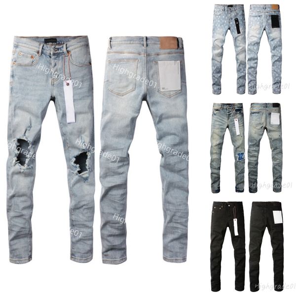 designer Jeans for men jeans Light Blue Knee Hole Slim Fitywpf Jeans Luxury Designer Patch Same Style as Celebrities Men's Stretch Trou