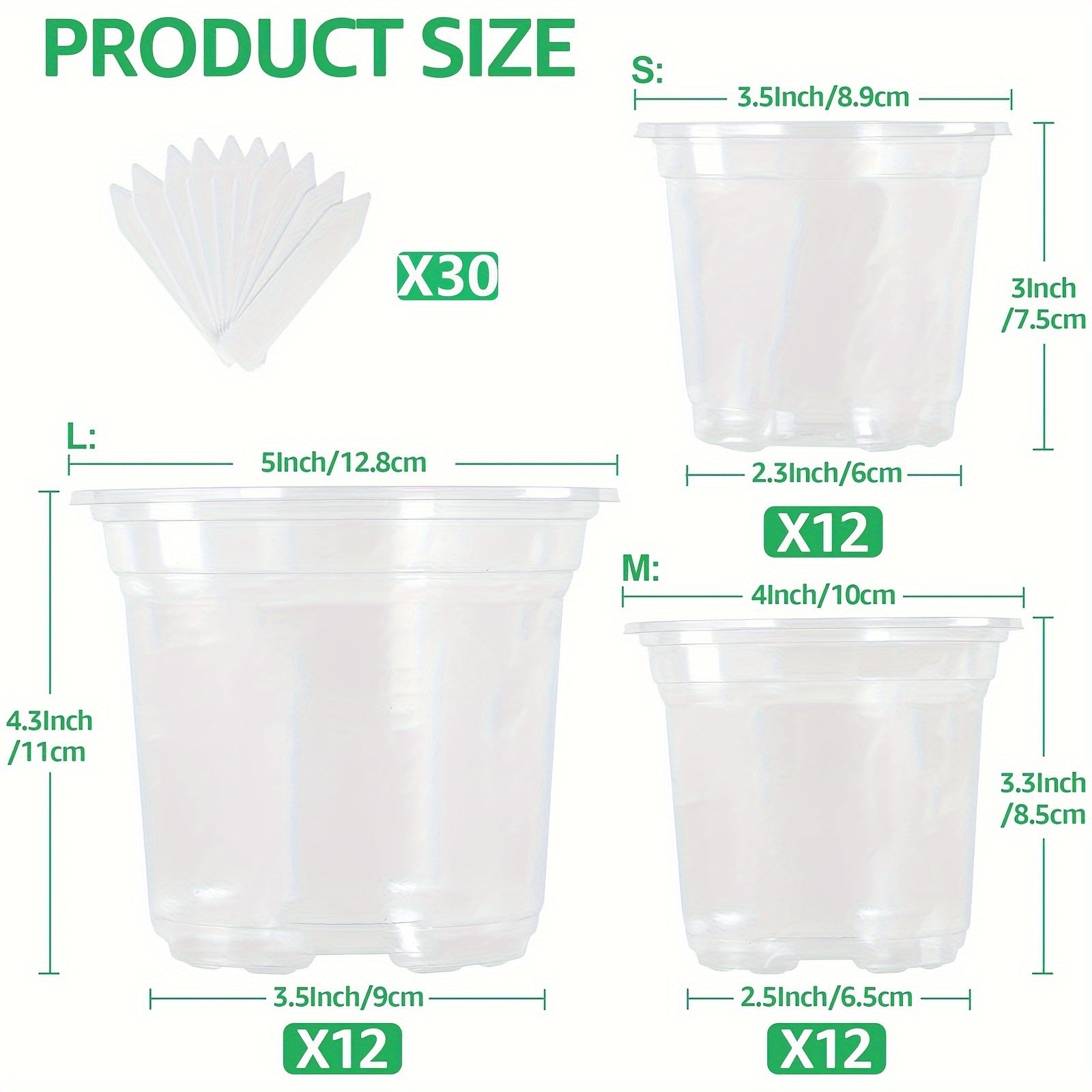 TEMU 36 Packs 5-4-3.5 Inch Reinforced Clear Nursery Pots With Drainage Hole, Transparent Pack Plastic Plant Pot Seedling Planter Seed Starter Flower