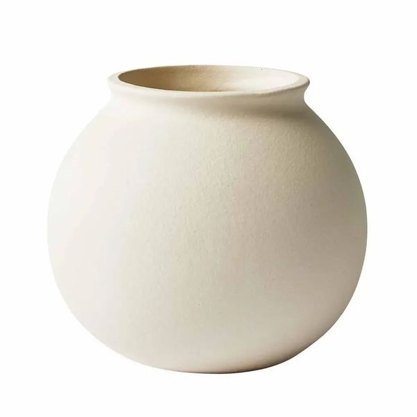 Matte Ceramic Vase Round Cream White Decor Plant Flower Display n Chic Elegance 241203