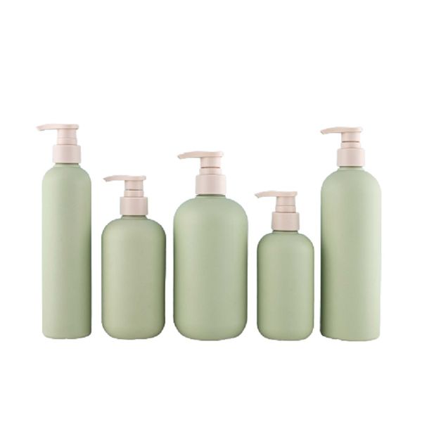 Empty Green HDPE Plastic Lotion Pump Bottle 200ml 250ml 300ml 400ml 500ml Eco Friendly Cosmetic Packaging Shampoo Shower Gel Round Shoulder