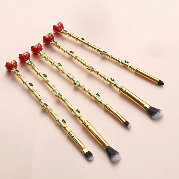 Makeup Brushes 5Pcs-Set Delicate Beauty Brush Uniform Shading Ergonomics Handle Smooth Surface Soft Clean Dust Powder Rose wer