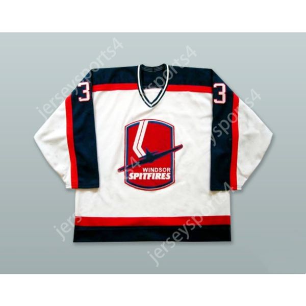 Custom JOHN SCOTT DICKSON 33 WINDSOR SPITFIRES WHITE HOCKEY JERSEY S-M-L-XL-XXL-3XL-4XL-5XL-6XL