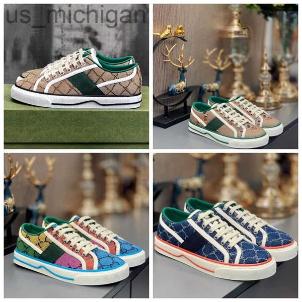 Casual Shoes Tennis 1977 Canvas shoes jumbo sneaker Designers Womens Shoes Italy Green And Red Web Stripe Rubber Sole Luxurys Stretch Cotton