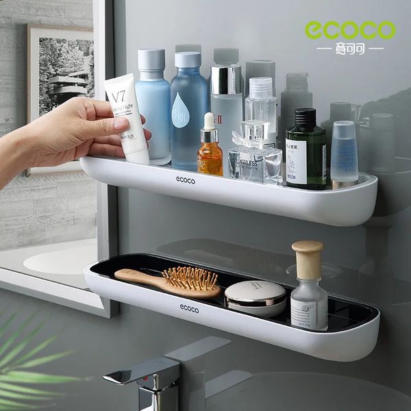 Bathroom Shelves ECOCO Bathroom Shelf Storage Rack Holder Wall Mounted Shampoo Spices Shower Organizer Bathroom Accessories with Towel Bar 2