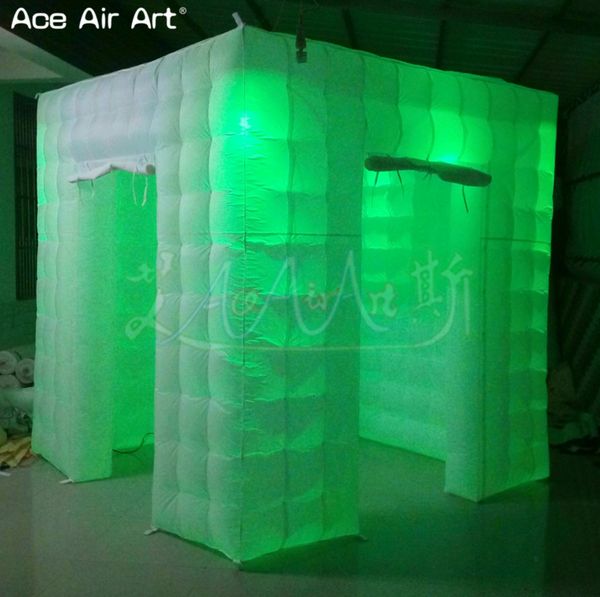 2.4x2.4x2.4m H Inflatable Event Photo Booth LED Selfie Cube Tent with Coloful Lights and Remote Controls For Decoration Or