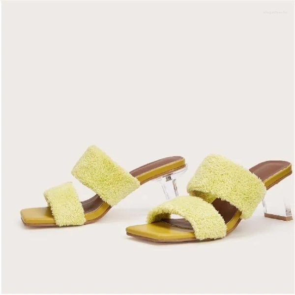 Slippers Fashion Sandals Female Summer Furry Decoration Upper Heel And