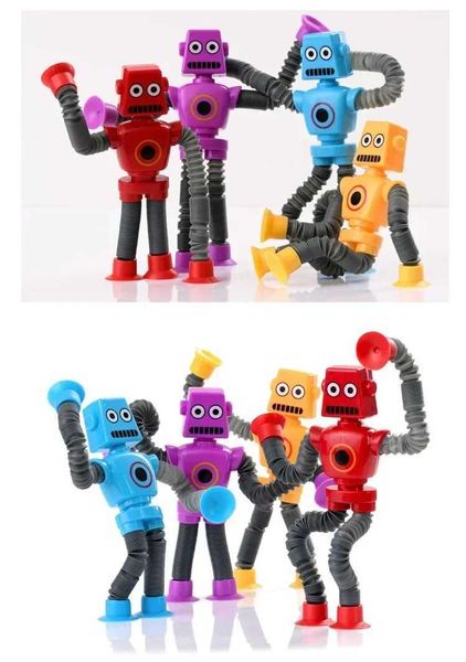new Telescopic Robot Kids Fidget Toys Funny Cartoon Giraffe Baby Suction Cup Toy DIY Puzzle Stress Relief Toys for ChildrenC250121