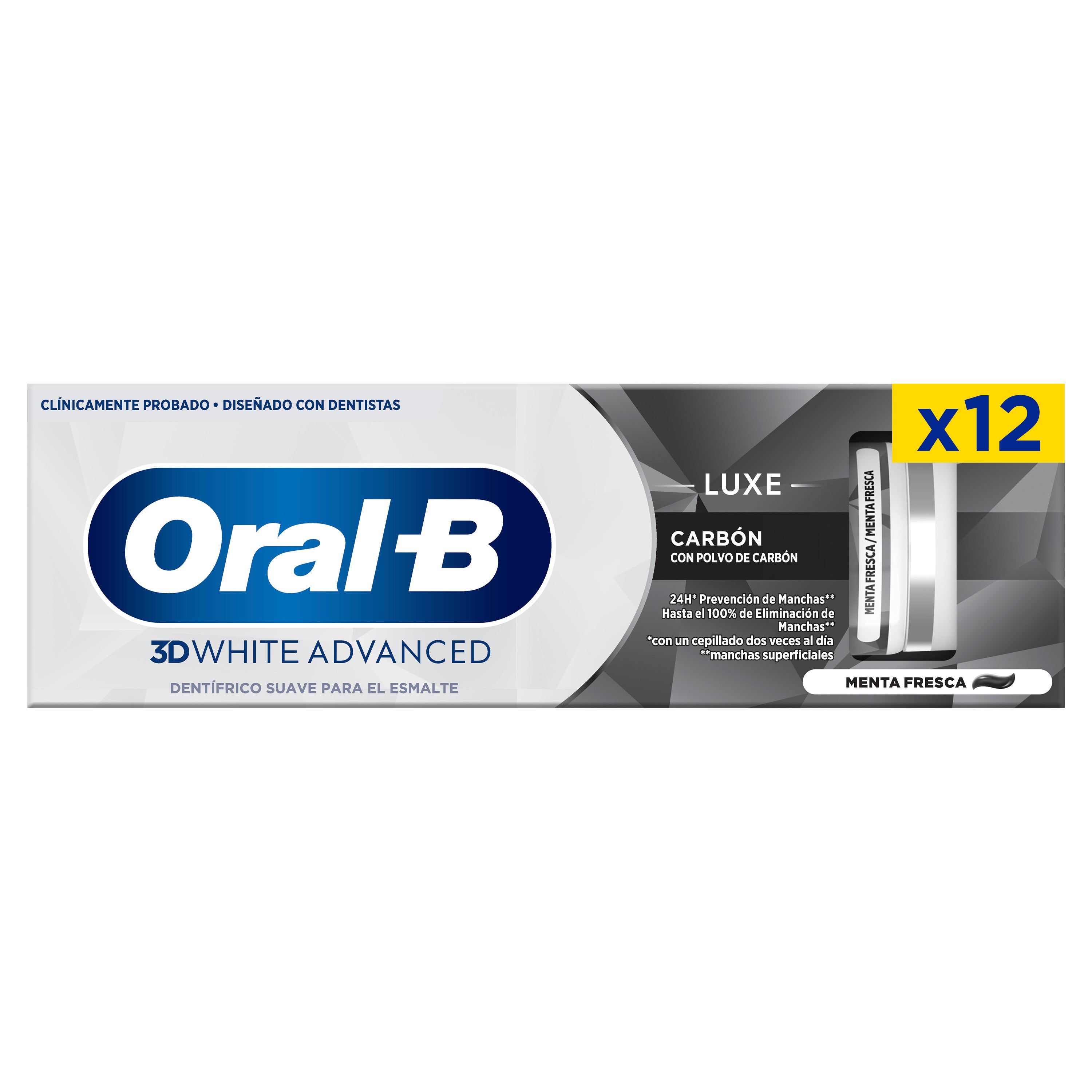 Oral-B Pasta de Dientes 3D White Luxe Carbón - Pack de 12