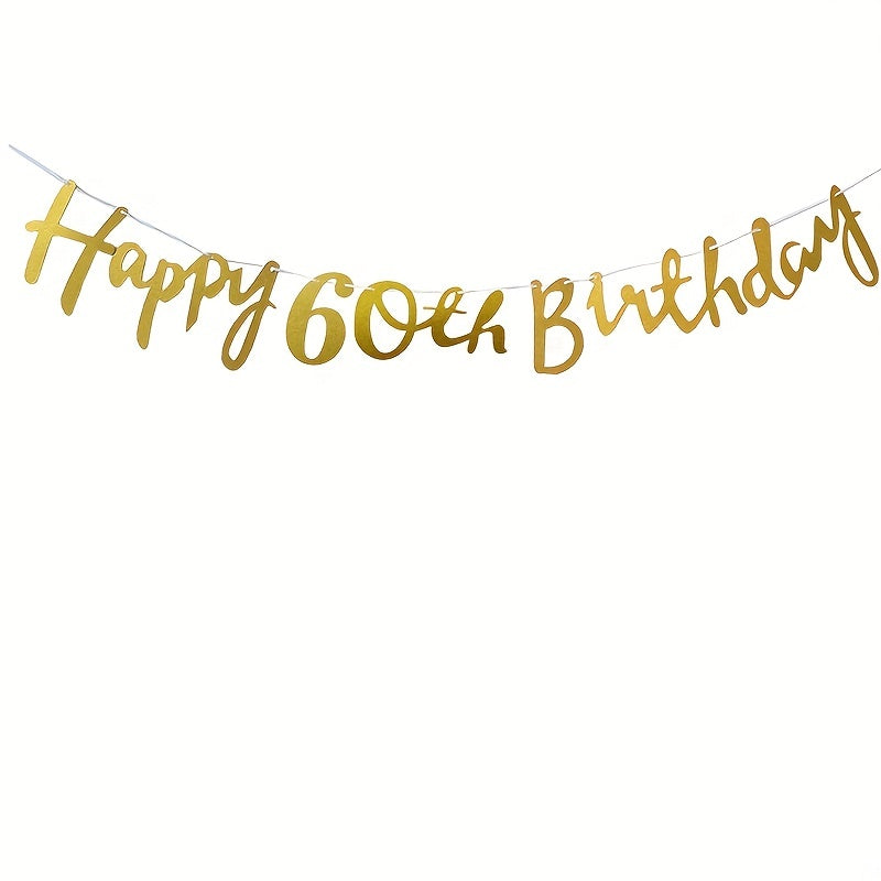 TEMU 1pc Happy 60th Birthday 60th Birthday Party Pull Flag Decoration Background Wall Decoration