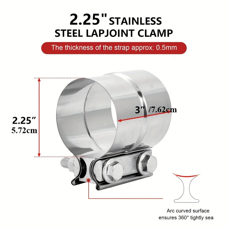 TEMU Lap Joint Band Clamps, Exhaust Muffler Clamp, Exhaust Pipe Clamps 304 Stainless Steel, 4pack