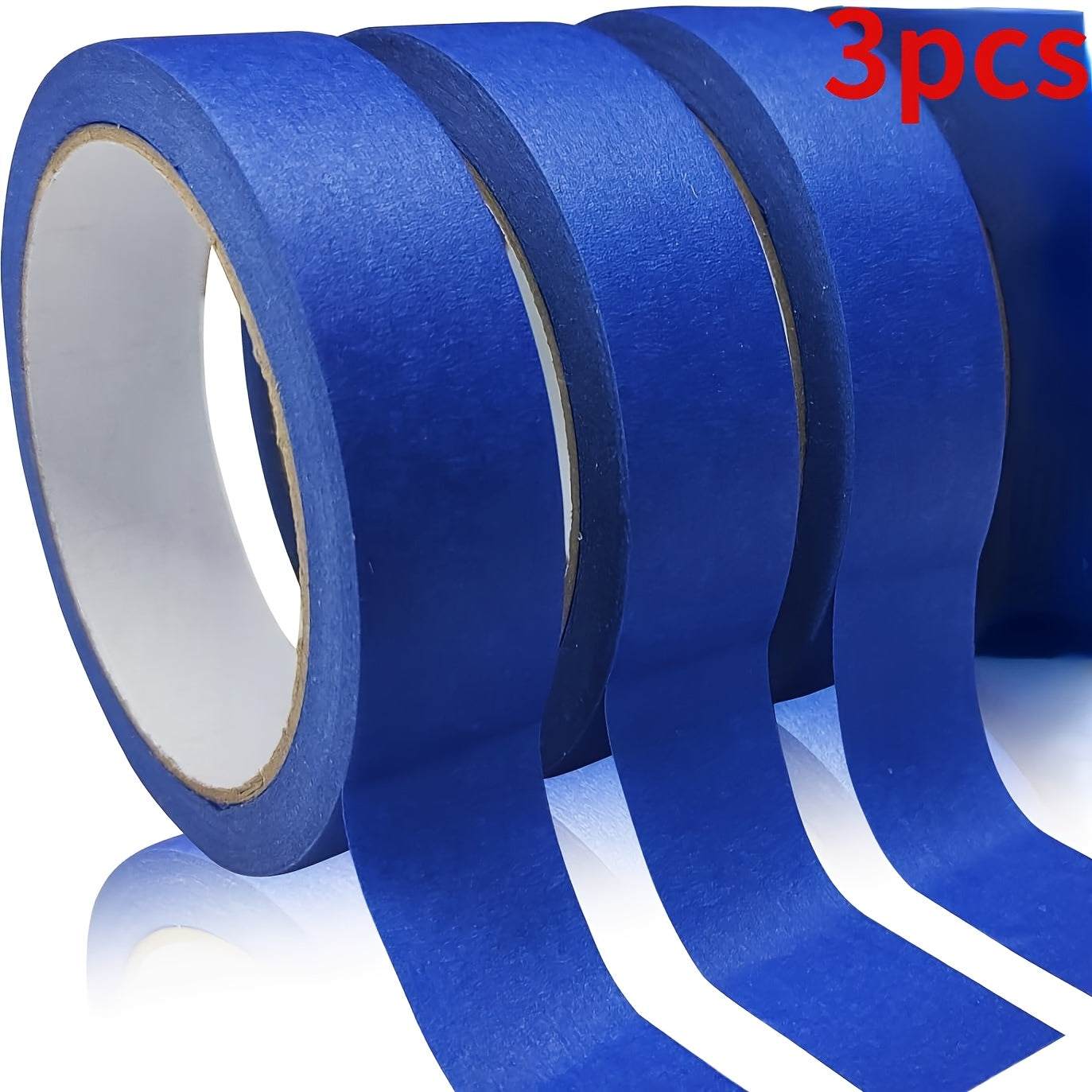 TEMU 3 Rolls Blue Painter's Tape - 0.7 Inch X 21.8 Yard, Multi-surface Masking Tape For Painting, Decorating, And Crafts, Durable Plastic Material,