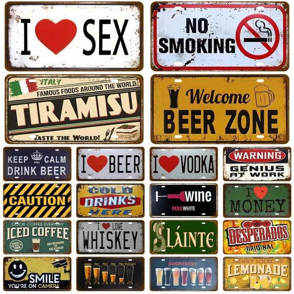 Vintage Tin Sign Wall Decor For Bar Pub Man Cave Tinplate Plate Wine Coffee Painting Drink Beer Metal Sign Poster Whiskey PlaqueXJ241010