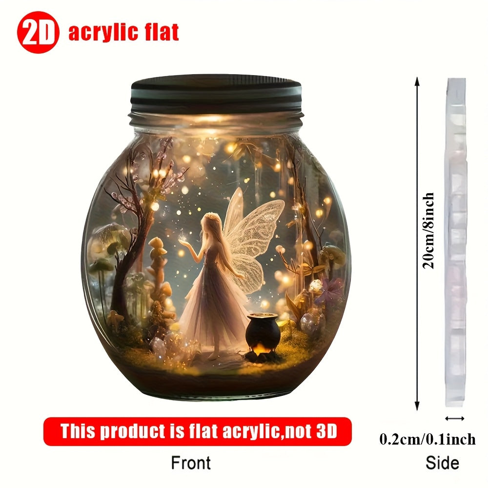 TEMU 2d Flat, 2d Flat 1pc, Fairy Princess Acrylic Window Wall Hanging Decor - Creative Bottle Flat Design - Hanging Pendant, Home Patio And Garden