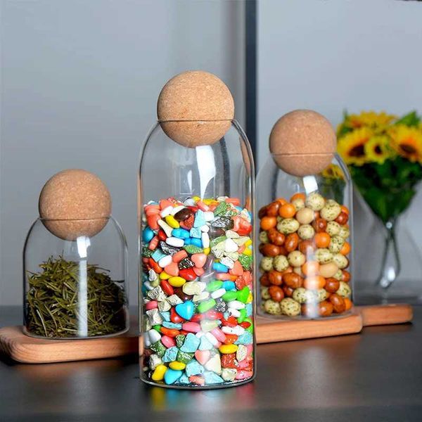 Storage Bottles Jars Cork stopper high borosilicate transparent glass sealed jar kitchen food grain storage jar tea jar candy storage jar to