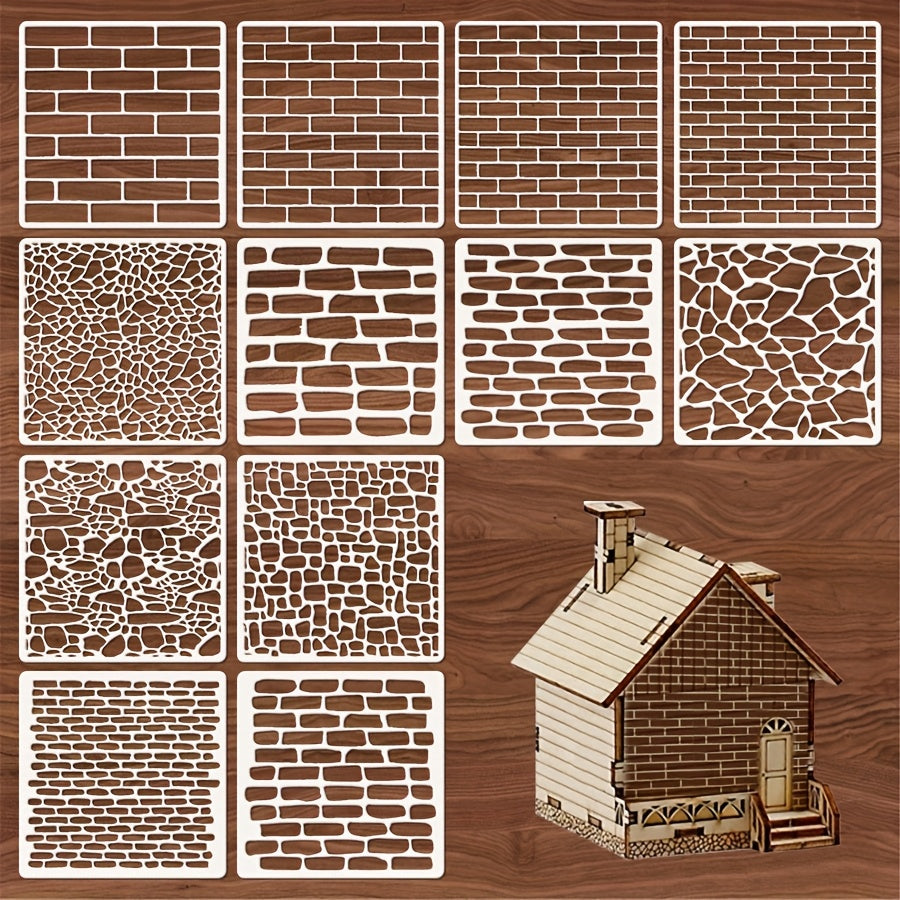 TEMU 12pcs 6x6" Reusable Plastic Stencils For Diy Art, Scrapbooking & Home Decor - Painting Templates For Walls, Floors, Tiles & Canvases