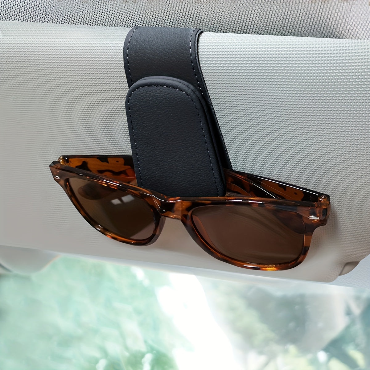 TEMU 1pc Leather Magnetic Car Visor Fashion Glasses Holder, Fashion Glasses Holders For Car, Fashion Glasses Clip For Car Visor, Car Interior Visor