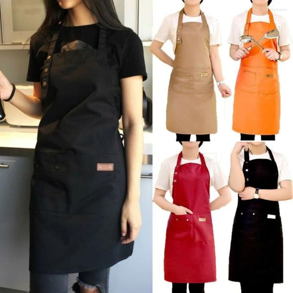 Aventais de moda Canvas Cozinha para mulher Men Chef Trabalho Avental Grill Restaurante Shop Shop Cafes Beauty Nails Studios Uniforme