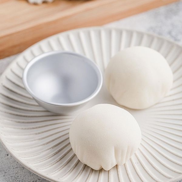 Aluminium Alloy Daifuku Dessert Mould Half Round 3D Mochi Mold Snowball Dessert Sphere Bath Cake Pastry Mould Home Kitchen Tool