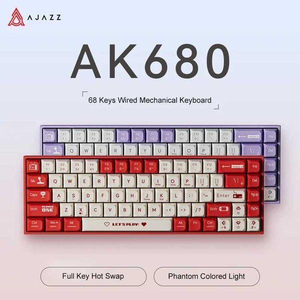 AJAZZ AK680 Mechanical Keyboard ABS Keycap 68 Keys Wired Wireless Gamer Keyboard Hot Swap Cust Gasket for Pc Laptop Z250111