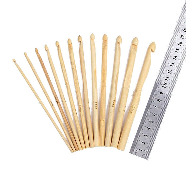 12Pcs Carbonized Bamboo Knitting Needles