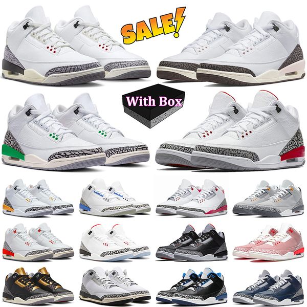 Designer Basketball Shoes 3 Men Sneakers Fire Red Black Cats White Cement Reimagined Midnight Navy UNC Laser Orange Rust Pink Outdoor Sports