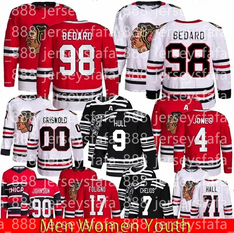 98 Connor Bedard Reverse Retro chicago hockey jersey blackhawks jersey Jonathan Toews Taylor Hall Corey Perry Tyler Johnson Patrick Kane Bobby Orr G